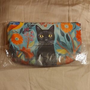 Floral Cat Cosmetic Bag